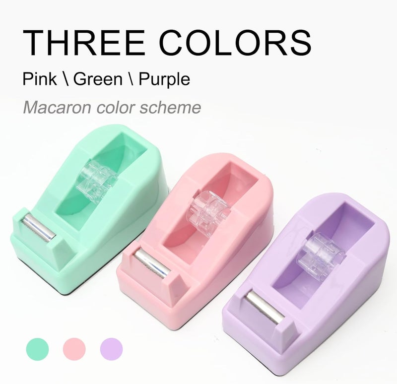 ROSEUP Desktop Tape Dispenser Heavy Duty Desk Accessories Floral Office Tape Dispensers, Weighted Non-Skid Base, Macaron Green - Image 5
